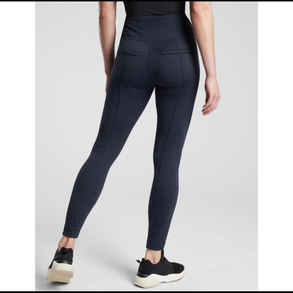Athleta Black High Rise Delancey Herringbone Tight Dress Leggings Large